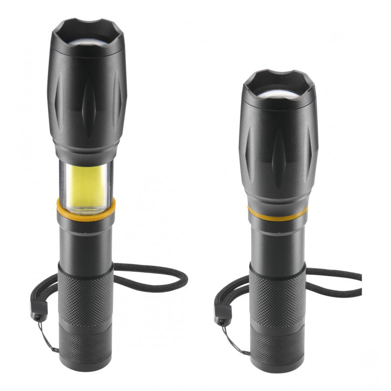Lanterna LED Hama W200 2-em-1, 200 lm, foco zoom, 3 modos, preto