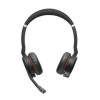 Headset sem fios estéreo Jabra Evolve 75 MS com cancelamento ativo de ruído, certificado Microsoft Teams, conectividade Bluetooth dupla, Busylight, on-ear, preto