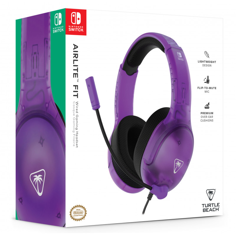 Headset de gaming com fios Turtle Beach Airlite Fit para Nintendo Switch - Ghost Lila TBS-8002-45
