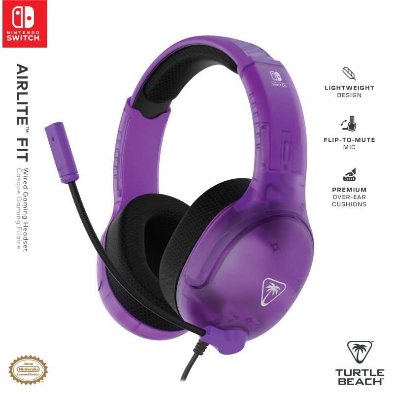 Headset de gaming com fios Turtle Beach Airlite Fit para Nintendo Switch - Ghost Lila TBS-8002-45