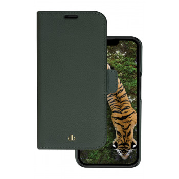 Capa flip dbramante1928 New York para Apple iPhone 14 Pro - Evergreen - couro integral sustentável