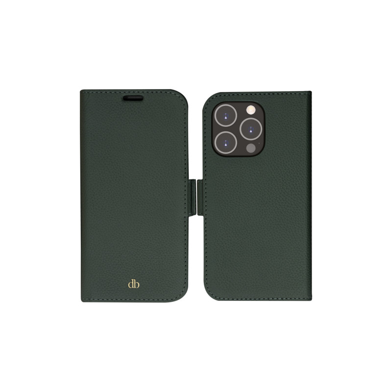 Capa flip dbramante1928 New York para Apple iPhone 14 Pro - Evergreen - couro integral sustentável