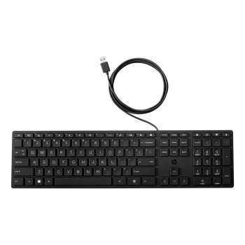 HP Desktop 320K Teclado USB com Fio – Layout Belga AZERTY, Preto, Tamanho Completo com Teclado Numérico, Resistente a Salpicos, para Thin Clients e Desktops (9SR37AA#AC0)