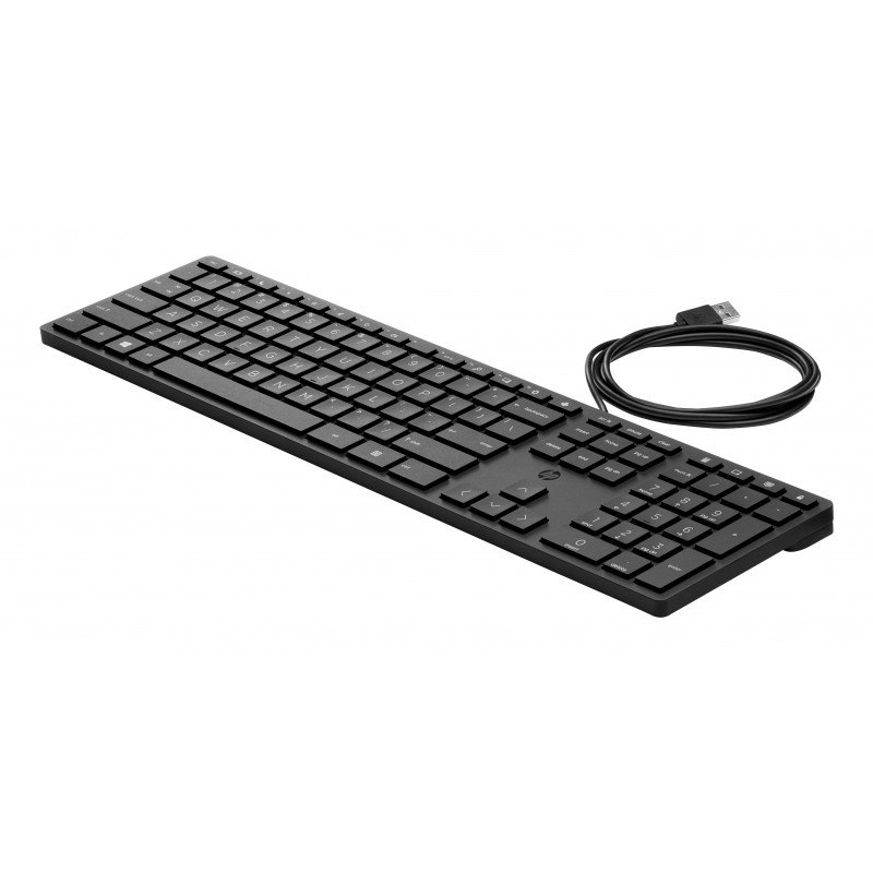 HP Desktop 320K Teclado USB com Fio – Layout Belga AZERTY, Preto, Tamanho Completo com Teclado Numérico, Resistente a Salpicos, para Thin Clients e Desktops (9SR37AA#AC0)