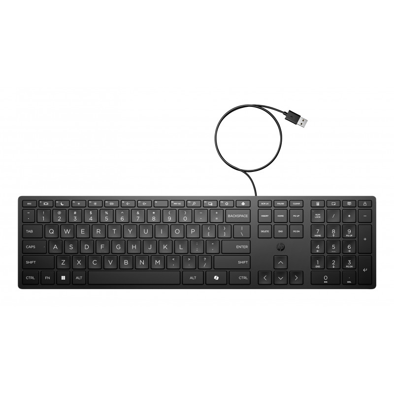HP Desktop 320K Teclado USB com Fio – Layout Belga AZERTY, Preto, Tamanho Completo com Teclado Numérico, Resistente a Salpicos, para Thin Clients e Desktops (9SR37AA#AC0)