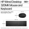 Conjunto de teclado e rato com fio HP Desktop 320MK, layout russo, preto 9SR36AA#ACB