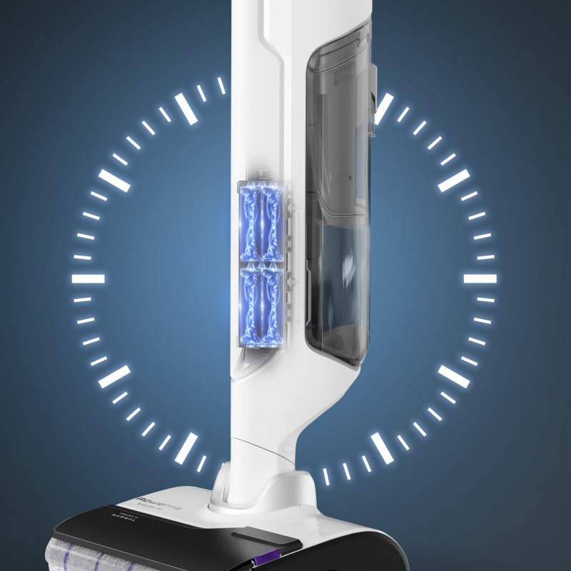 Rowenta GZ7540 X-Clean 10 aspirador sem fios de água e pó, 60 min de autonomia, autolimpeza e auto-secagem, ecrã LED, 3 modos, depósito de água limpa de 0,9L