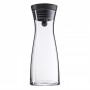 WMF Basic jarro de água 0,75 L, vidro com tampa de aço inoxidável e vedação de silicone, transparente/preto 06.1771.6040