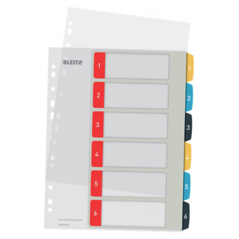 Leitz 12460000 Separadores A4 numéricos, 1-10, polipropileno, cinzento