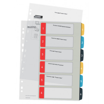 Leitz 12460000 Separadores A4 numéricos, 1-10, polipropileno, cinzento