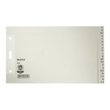 Leitz Separadores Manila A-Z, A5 horizontal, 20 divisórias, cinzento, 100 g/m², furação 80 mm com furos reforçados (1206-00-85)