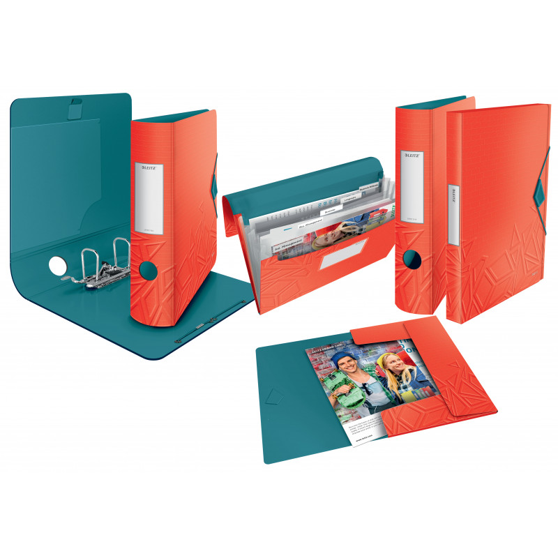 LEITZ Active Urban Chic dossier de arquivo, 180°, 65 mm, vermelho claro, A4, Polyfoam, efeito duplo, lombada redonda 1117-00-20