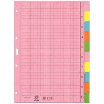 LEITZ folhas de registo em branco A4 de 10 peças, multicoloridas, 130 g/m², furação reforçada 4340-00-00