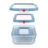 EMSA ONECLICK Conjunto de recipientes de armazenamento, 3 peças, 0,5/1,2/2,3 L, tampas azuis, recipientes transparentes 3110601764