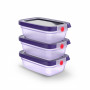 EMSA ONECLICK Conjunto de recipientes de armazenamento, 3 x 0,5 L, violeta, à prova de fugas, sem BPA 3110601837