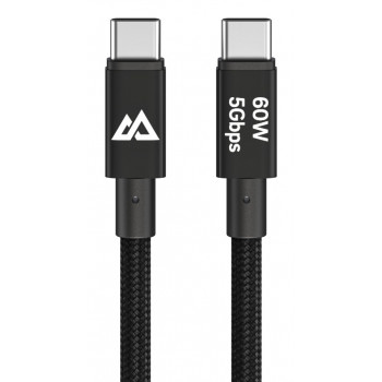 Cabo USB-C para USB-C Black Rock 60W 5Gbps 1,2m preto 00201764