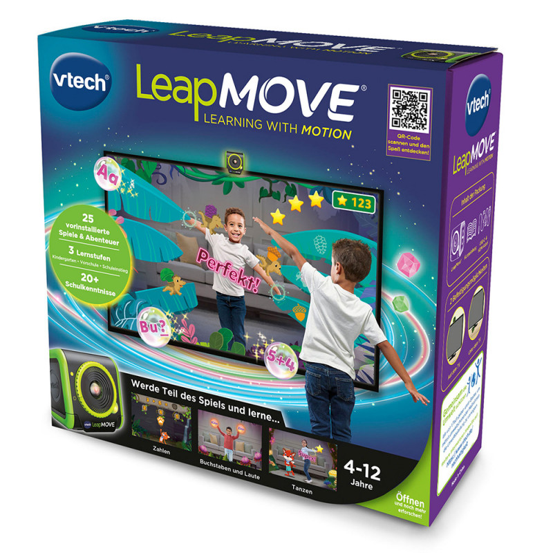 VTech LeapMOVE Monitor de fitness para crianças com jogos e desafios, LCD a cores, resistente a salpicos, recarregável, azul/verde 80-618704