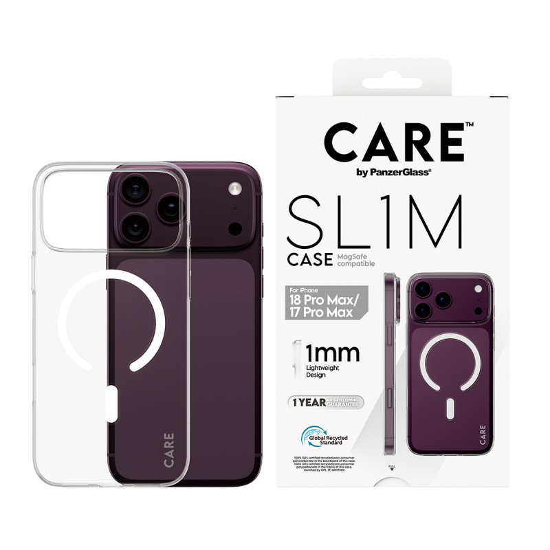 Capa PanzerGlass CARE™ SL1M transparente com MagSafe para iPhone 17 Pro Max