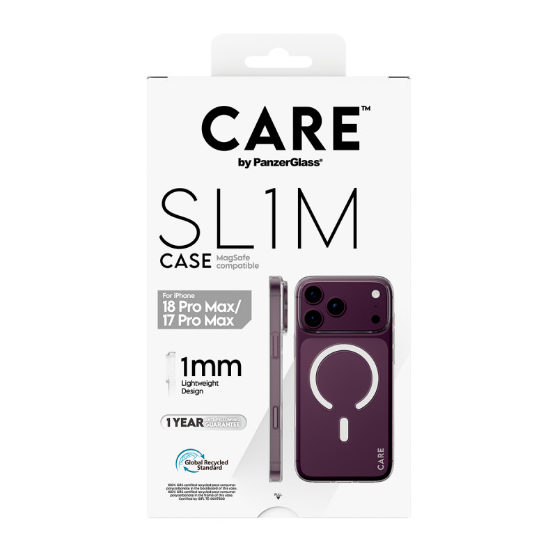 Capa PanzerGlass CARE™ SL1M transparente com MagSafe para iPhone 17 Pro Max