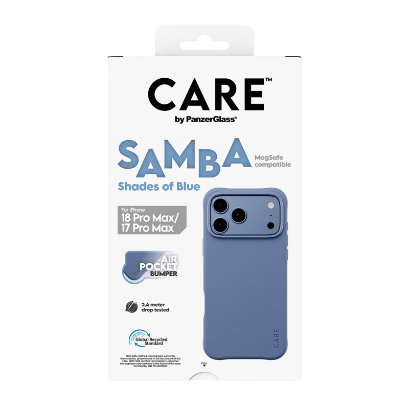 Capa PanzerGlass CARE™ by Samba Shades of Blue com MagSafe para iPhone 17 Pro Max / 18 Pro Max Transparente