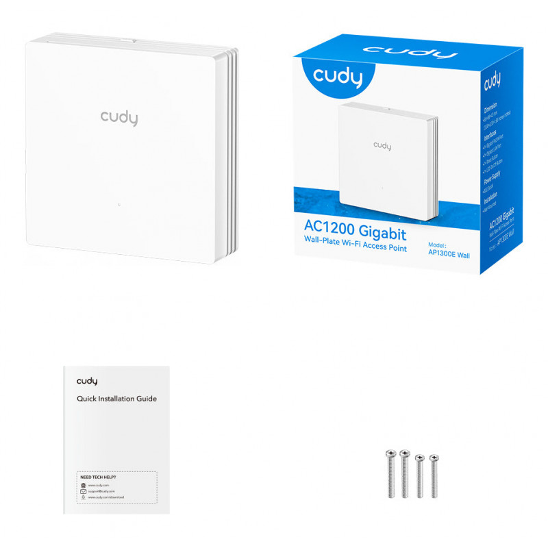 Ponto de acesso de parede Cudy AC1200 Dual-Band AP1300E WALL