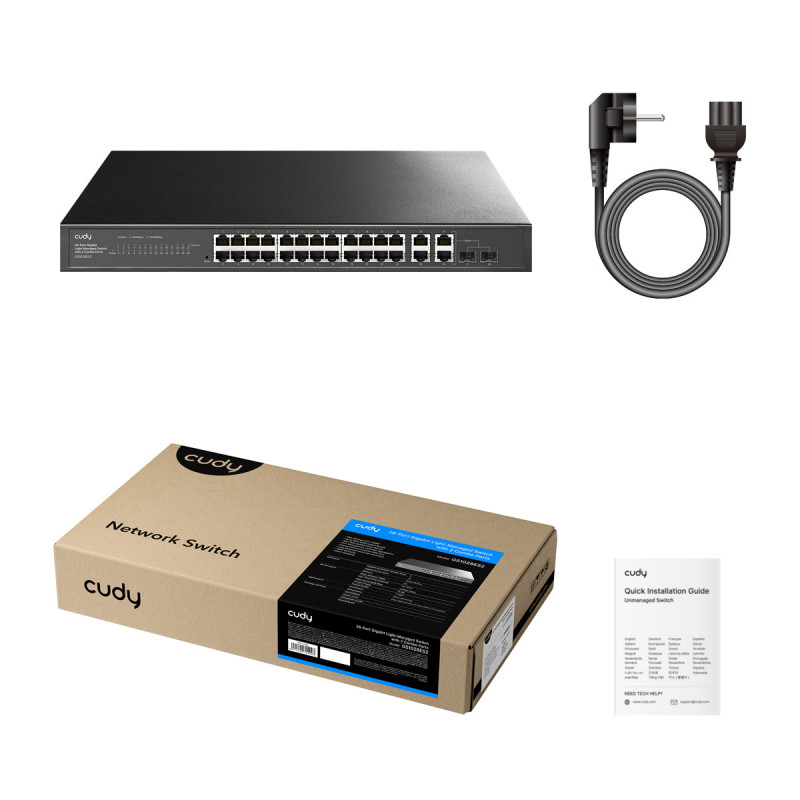 Switch Gigabit Ethernet Cudy GS1028ES2 de 26 portas com 2 SFP combo