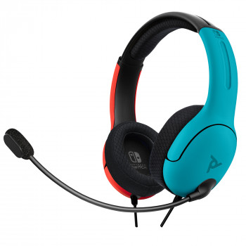 Headset de gaming estéreo com fios PDP Gaming LVL40 para Nintendo Switch, azul/vermelho