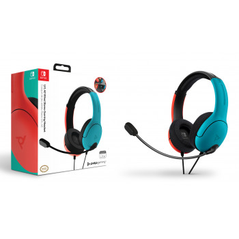 Headset de gaming estéreo com fios PDP Gaming LVL40 para Nintendo Switch, azul/vermelho