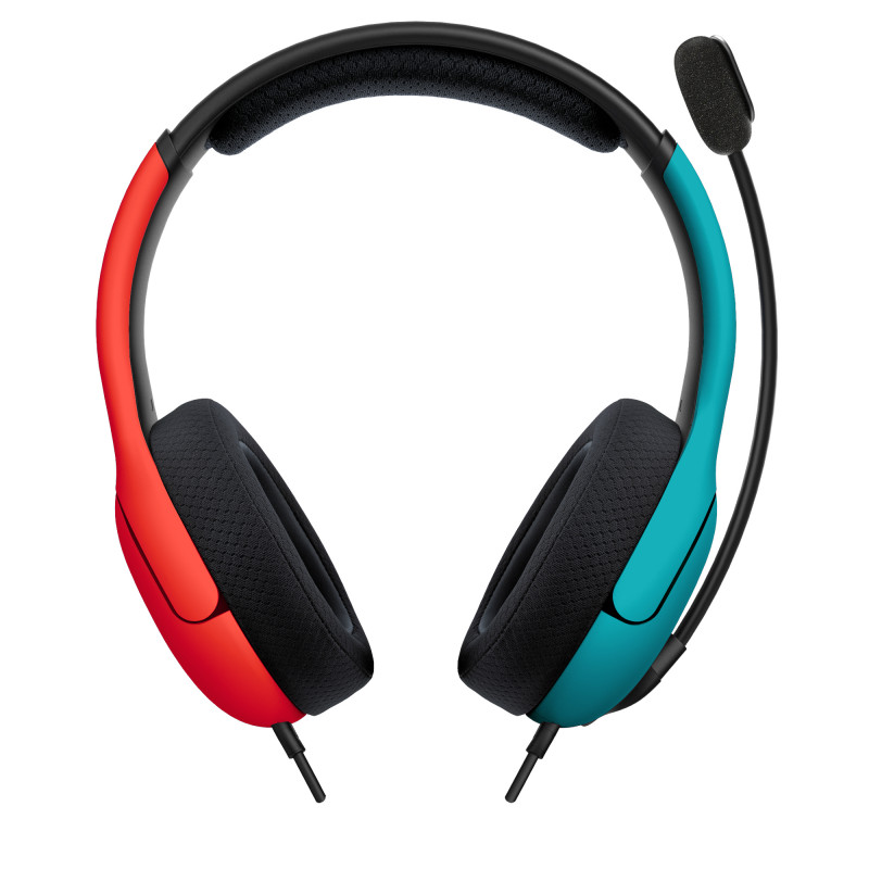 Headset de gaming estéreo com fios PDP Gaming LVL40 para Nintendo Switch, azul/vermelho