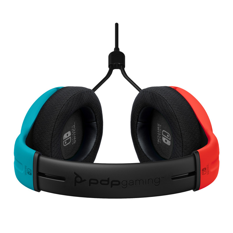 Headset de gaming estéreo com fios PDP Gaming LVL40 para Nintendo Switch, azul/vermelho