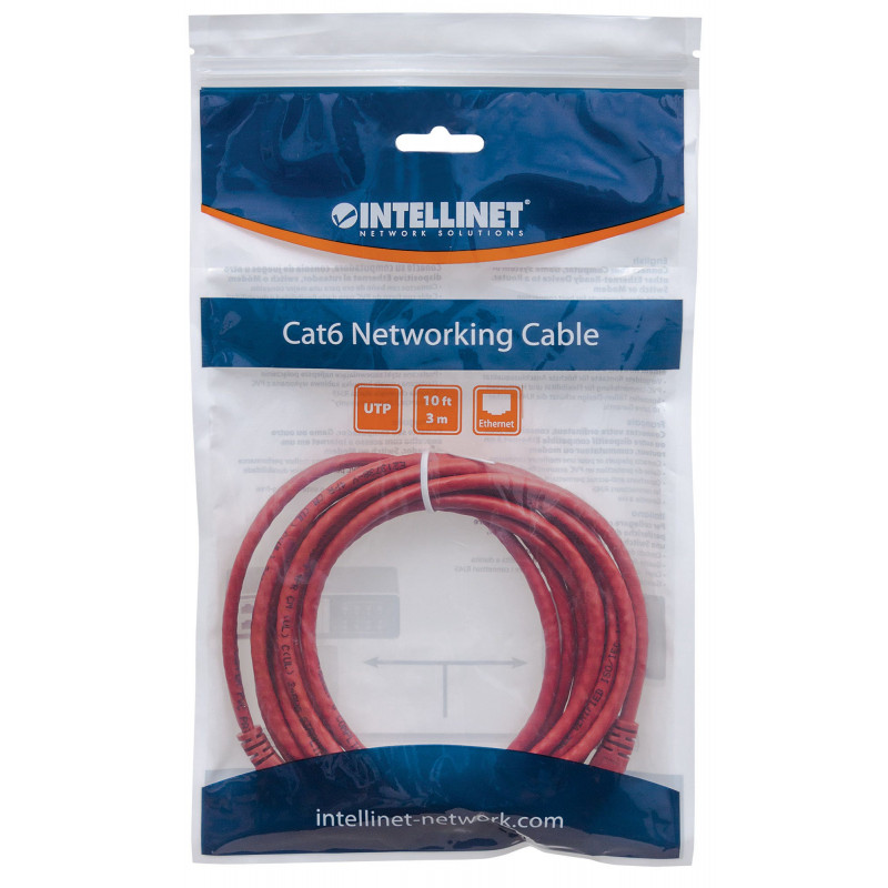 Cabo de rede Cat6 UTP Intellinet, 2x RJ45, moldado, 7,5 m, vermelho (342193)