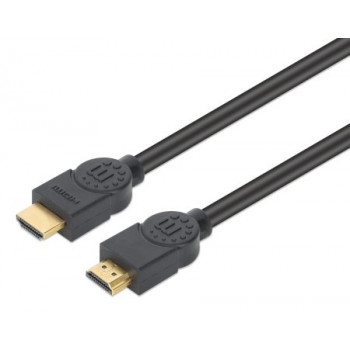 MANHATTAN CL3 Cabo HDMI de alta velocidade 4K@60Hz com Ethernet, 8 m, aprovado para instalação em parede, HDR, banhado a ouro, duplamente blindado, preto (356985)
