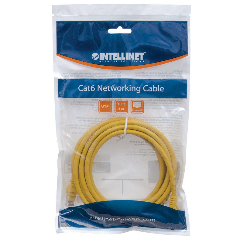 Intellinet Cabo de rede Cat6 UTP, 2 x RJ45, bainha anti-dobra moldada, 15,0 m, amarelo (342407)