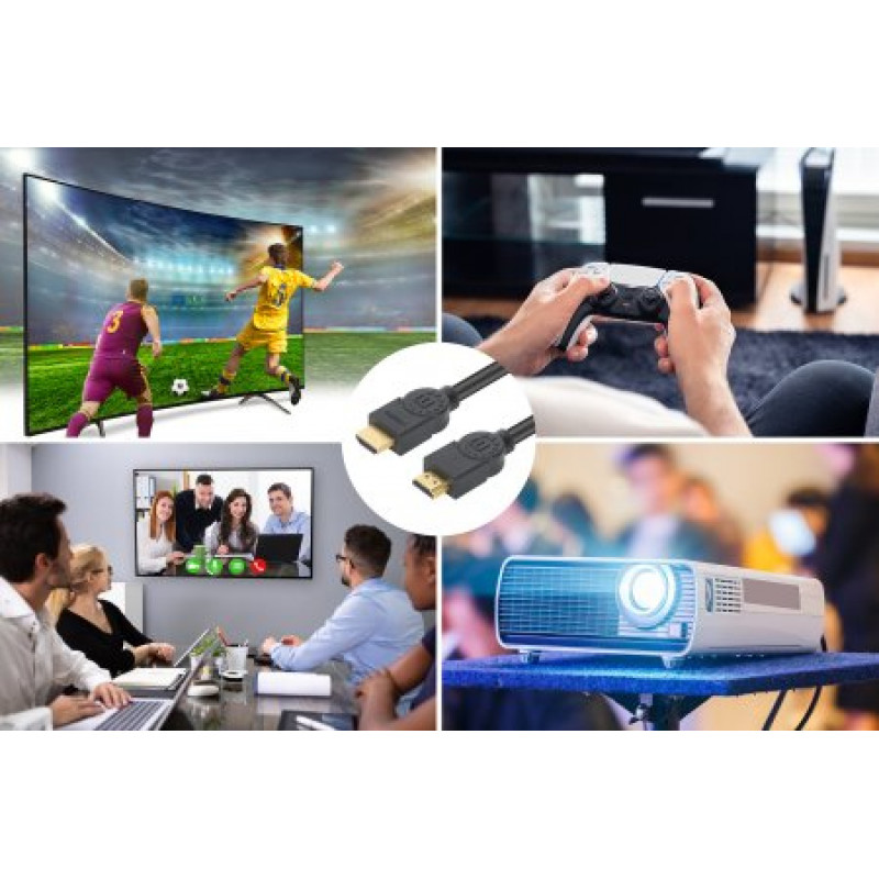 MANHATTAN CL3 Cabo HDMI de alta velocidade 4K@60Hz com Ethernet para instalações encastradas, 5 m, preto (356978)