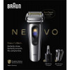 Braun NEVO 17000cc Máquina de barbear elétrica com estação Clean&Charge, 5 modos, cabeça de corte 360°, cromado/prateado 349659