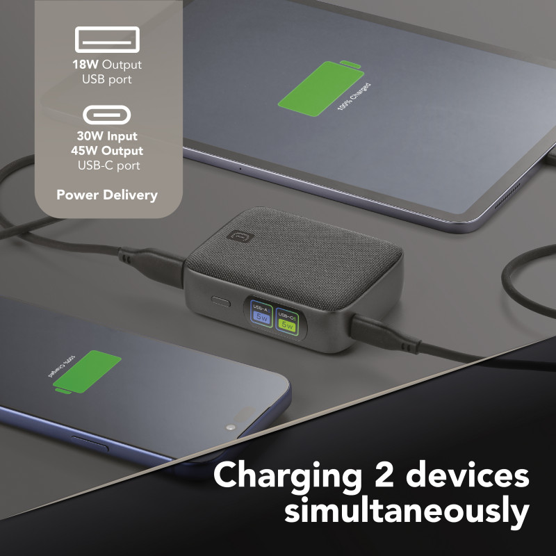 Cellularline Powerview IQ Powerbank 10000 mAh, 45 W, USB-C / USB-A, ecrã IQ 61435