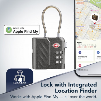 Cellularline TRACY LOCK Cadeado inteligente com rastreador Bluetooth via Apple Find My, preto 61302