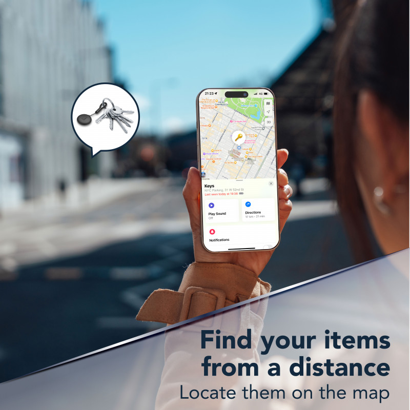 Cellularline TRACY TAG rastreador Bluetooth para Apple Find My, preto 60994