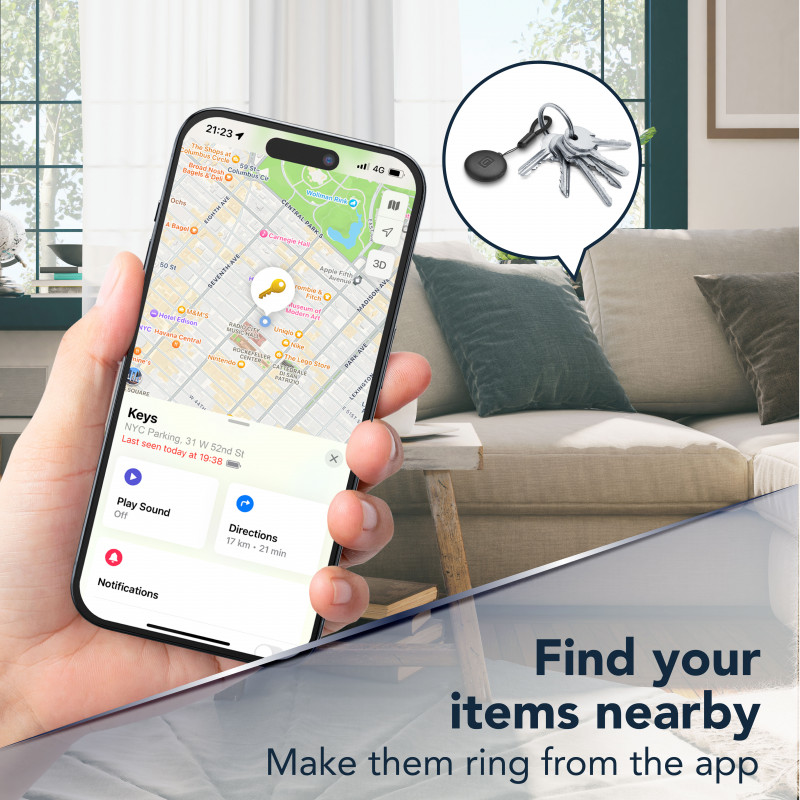 Cellularline TRACY TAG rastreador Bluetooth para Apple Find My, branco 60997