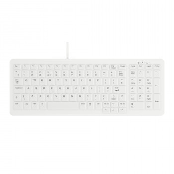 Teclado USB com fio CHERRY Active Key MedicalKey AK-C7000F-U1-W/UK, branco/cinzento-claro, selado IP68, desinfetável