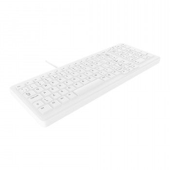 Teclado USB com fio CHERRY Active Key MedicalKey AK-C7000F-U1-W/UK, branco/cinzento-claro, selado IP68, desinfetável