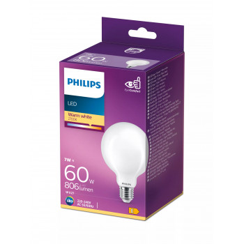 Lâmpada esférica LED Philips Classic 60W G93 E27 branco quente mate não regulável