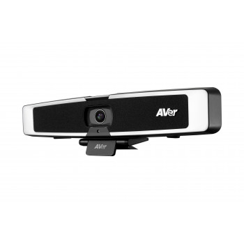 Barra de som de vídeo USB 4K AVer VB130 com iluminação inteligente, zoom digital 4x, campo de visão de 120°, rastreamento automático por IA, microfone beamforming, altifalante de 10W, PoE+
