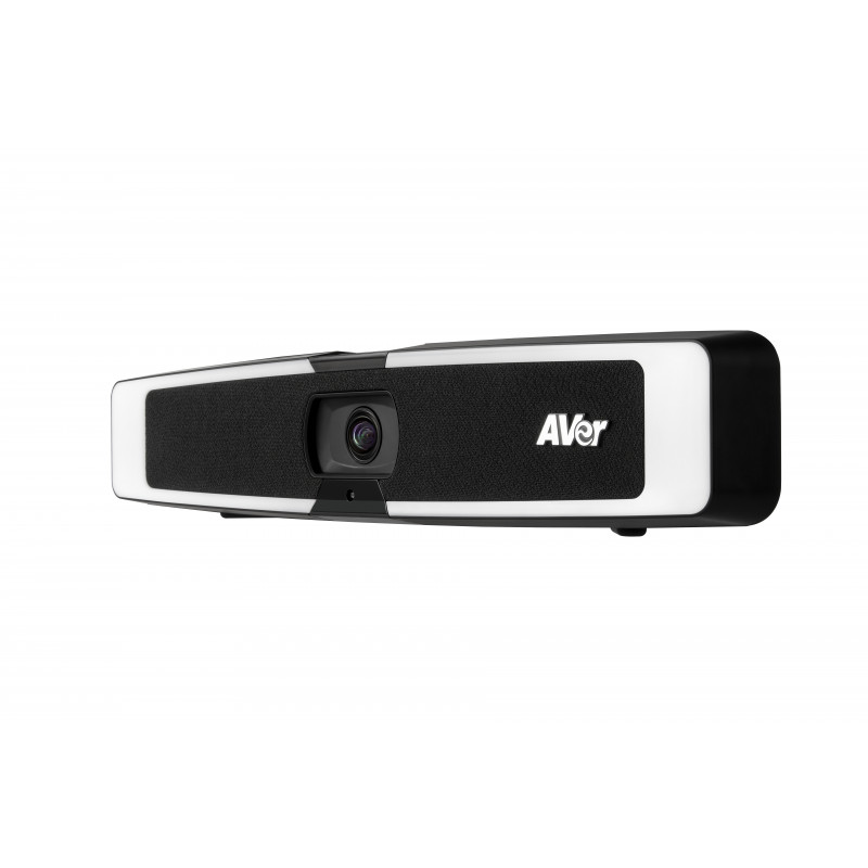 Barra de som de vídeo USB 4K AVer VB130 com iluminação inteligente, zoom digital 4x, campo de visão de 120°, rastreamento automático por IA, microfone beamforming, altifalante de 10W, PoE+