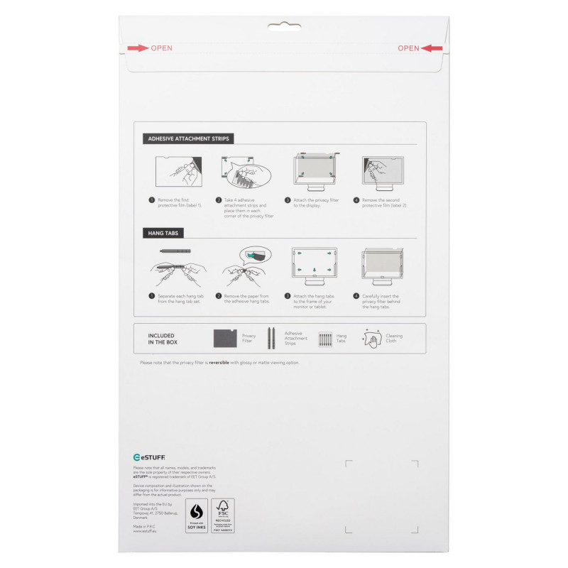 eSTUFF Gearlab GLBB31698393 filtro de privacidade sem moldura para monitores de 31,5