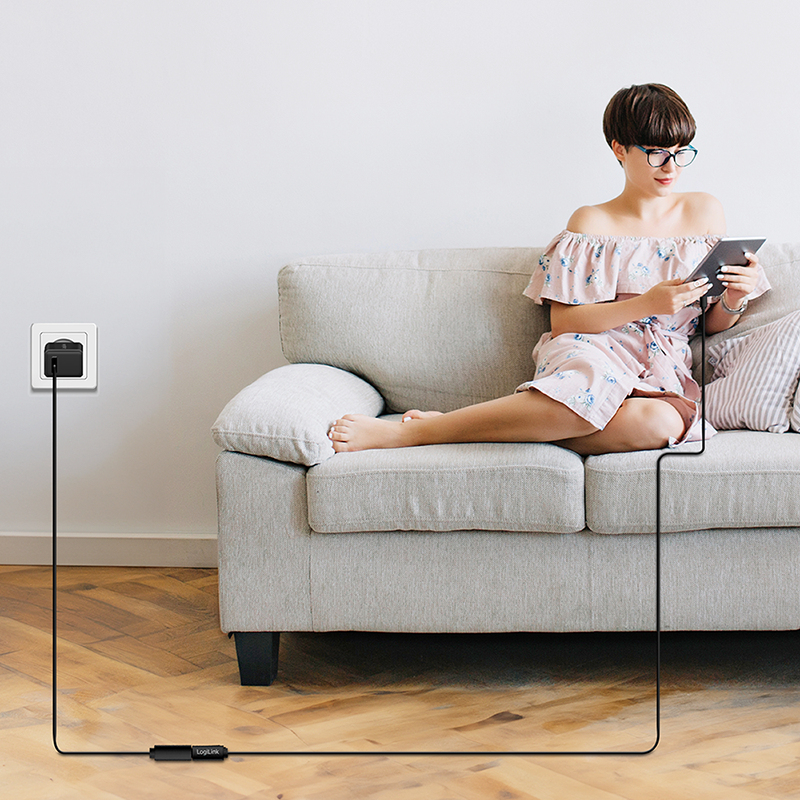 LogiLink CU0211 cabo de extensão USB-C 100W 2m preto
