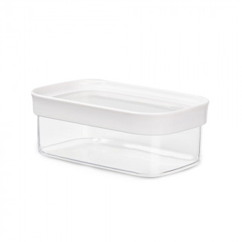 EMSA OPTIMA Recipiente retangular para alimentos secos 0,45 L transparente/branco com vedação de frescura, plástico sem BPA (3110600892)