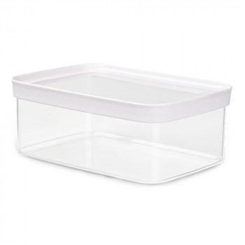 EMSA OPTIMA recipiente retangular para alimentos secos, 2,0 L, transparente com tampa branca, vedação hermética de frescura, plástico sem BPA, 1 unid. 3110600898