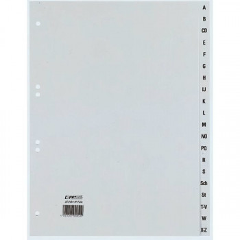 Separador A4 A-Z REXEL HETZEL, 20 separadores, polipropileno, cinzento, furação 80-80-80 mm 25240481