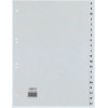 Separador A4 A-Z REXEL HETZEL, 20 separadores, polipropileno, cinzento, furação 80-80-80 mm 25240481